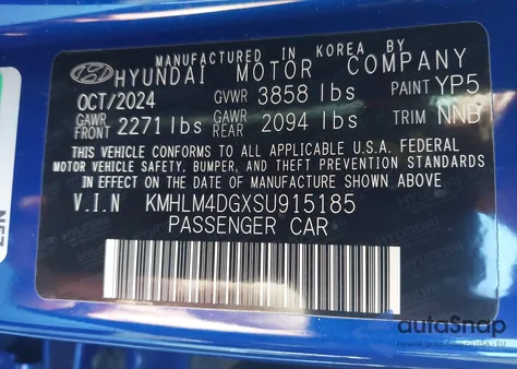 2025 Hyundai Elantra Sel Sport from USA, damaged, VIN KMHLM4DGXSU915185